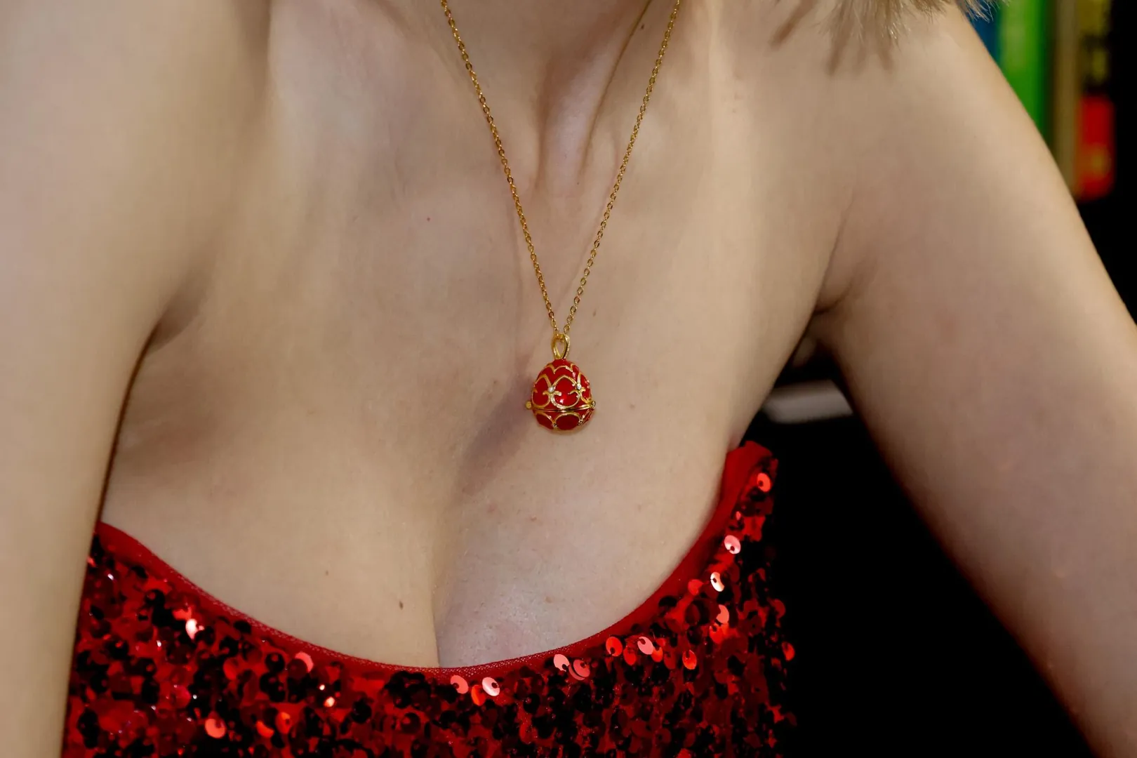 Designer Ruby Faberge Egg Necklace Bracelet Set 18k Gold Vermeil Fabergé Egg Pendant & Bracelet Valentine Jewelry Anniversary Wife Birthday