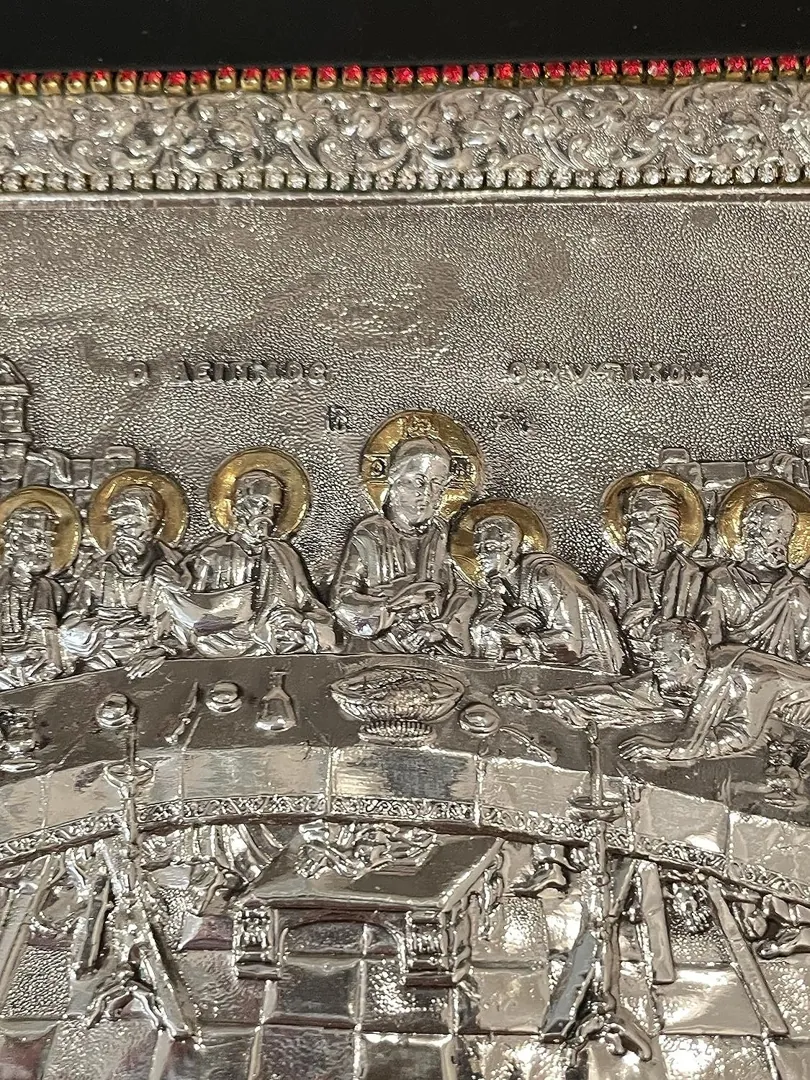 The Last Supper Icon Jesus Christ Orthodox Icon Religious Gift Mystical Supper Icon Solid Silver Icon 408 Gems Handpainted Icon Christmas