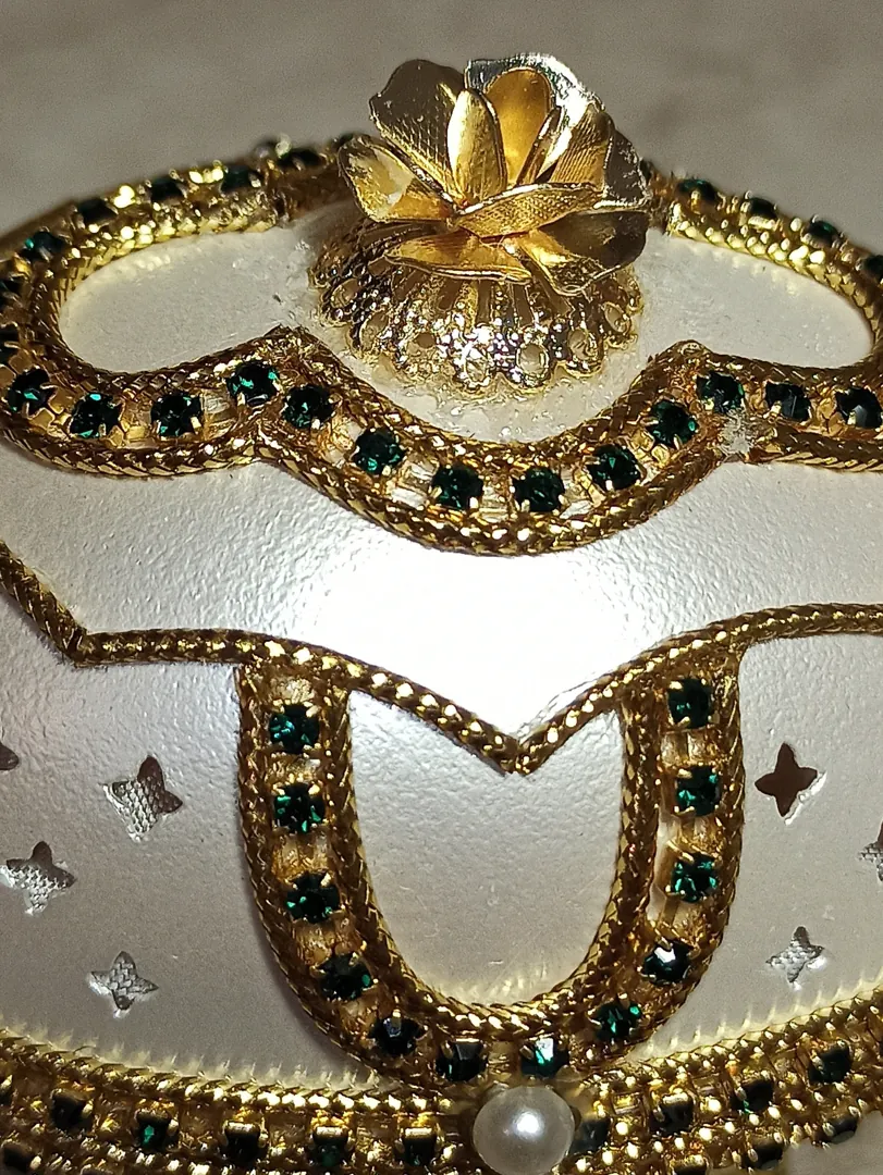 Faberge Egg May Birthstone Jewelry Set - Mom New Homeowner Gift, May Birthday Music Box, Natural Handcarved Egg + 24k Gold Necklace + Bracelet