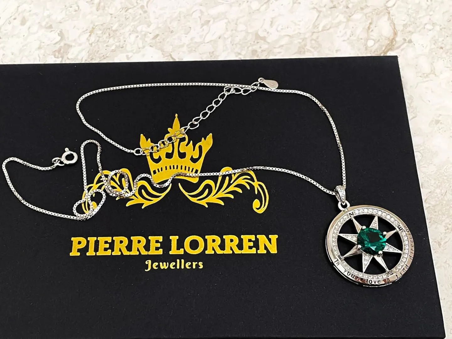 2ct Emerald Necklace - Diamond Emerald Pendant Compass Necklace Pendant 18k White Gold Silver Handmade Certified Emerald Jewelry Anniversary