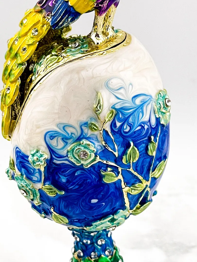 PEACOCK Pierre Lorren Faberge Egg - Russian Faberge Style - Swarovski - Pure Gold - Handmade - Bachelor Wedding Gift - New Beginnings - Luck - Anniversary Gift for Men