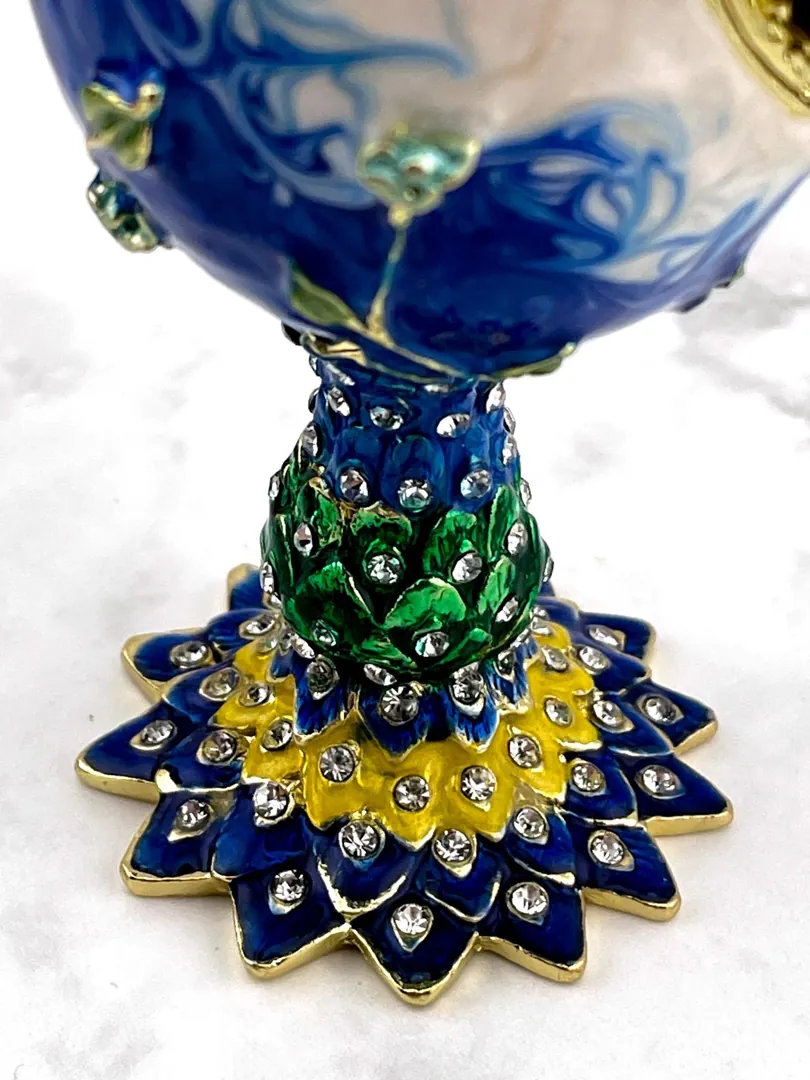 PEACOCK Pierre Lorren Faberge Egg - Russian Faberge Style - Swarovski - Pure Gold - Handmade - Bachelor Wedding Gift - New Beginnings - Luck - Anniversary Gift for Men
