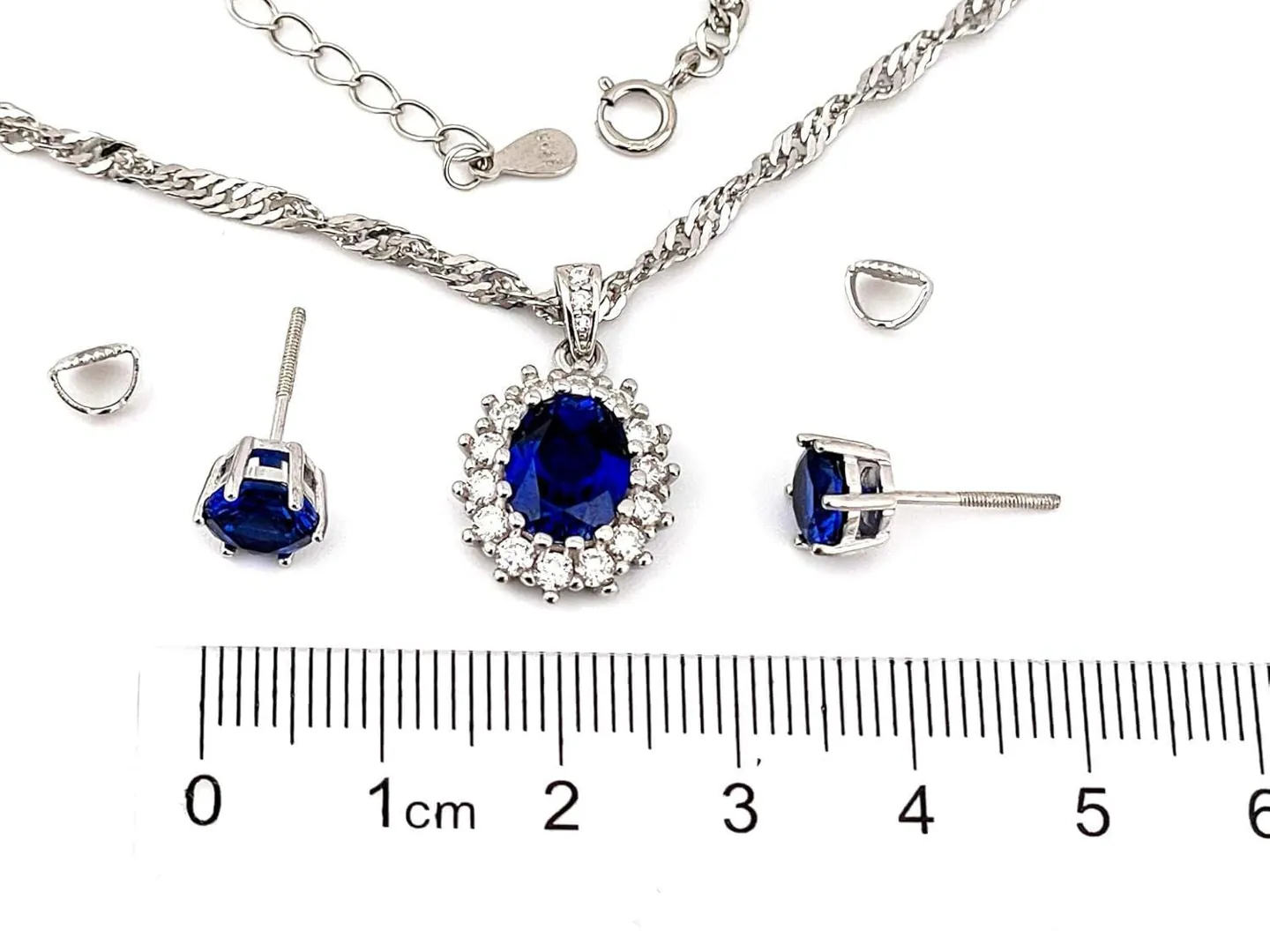 2ct Natural Sapphire Diamond Jewelry Lady Diana Sapphire Necklace 18k White Gold Silver Sapphire Birthstone Jewelry Birthday Gift for Sister