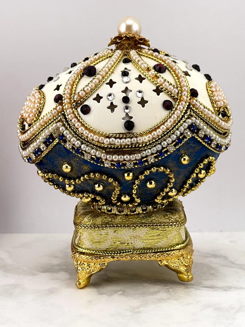 1992 Faberge Style Eggs Natural Handmade Real Egg Trinket Boxes 33rd Anniversary Gift Fabergé Amethyst Austrian Crystal Pure Gold Decor