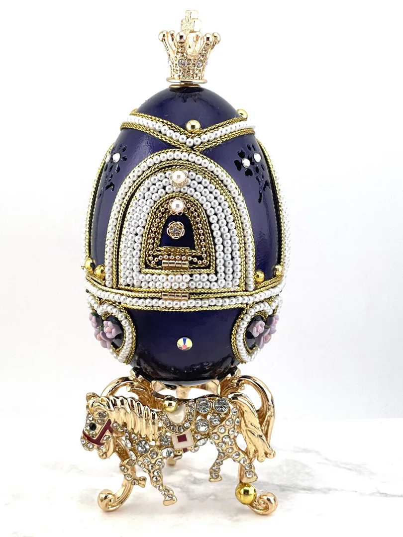 Pierre Lorren Natural Egg Fabergé Egg Horse Lover Gift Fabergé Egg Horse Carousel Home Decor Fabergé Egg 21st Birthday Anniversary Birthday Gift