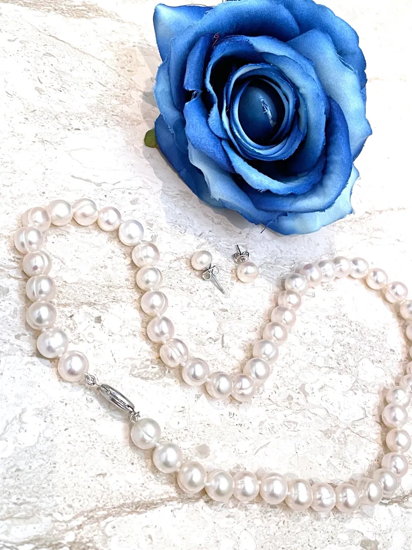 Japanese Pearls Akoya Pearl Necklace Natural Pearl Necklace Pearl Earrings Handmade Jewelry Salt Water Pearl Wedding Anniversary Women's Day