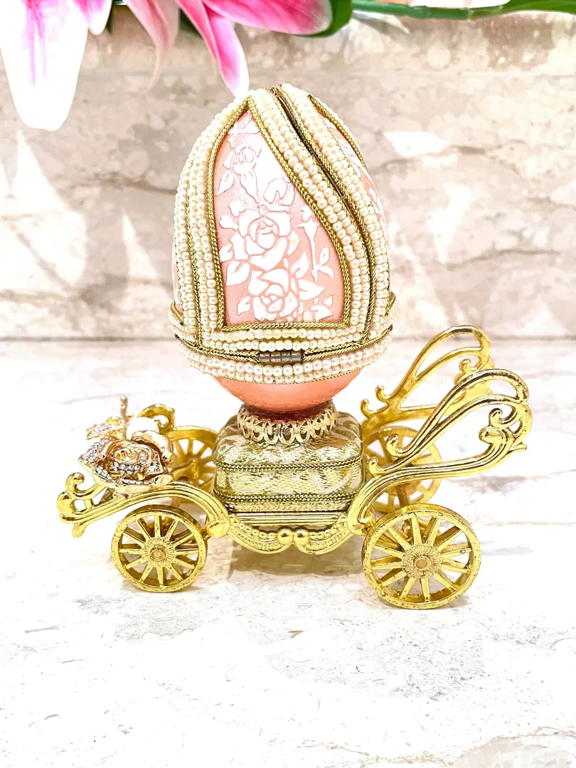One of a Kind Faberge Egg Imperial Egg Antique 1983 Faberge Egg Handcarved Musical Faberge Egg Unique Gift for Wife 40th Birthday Anniversary
