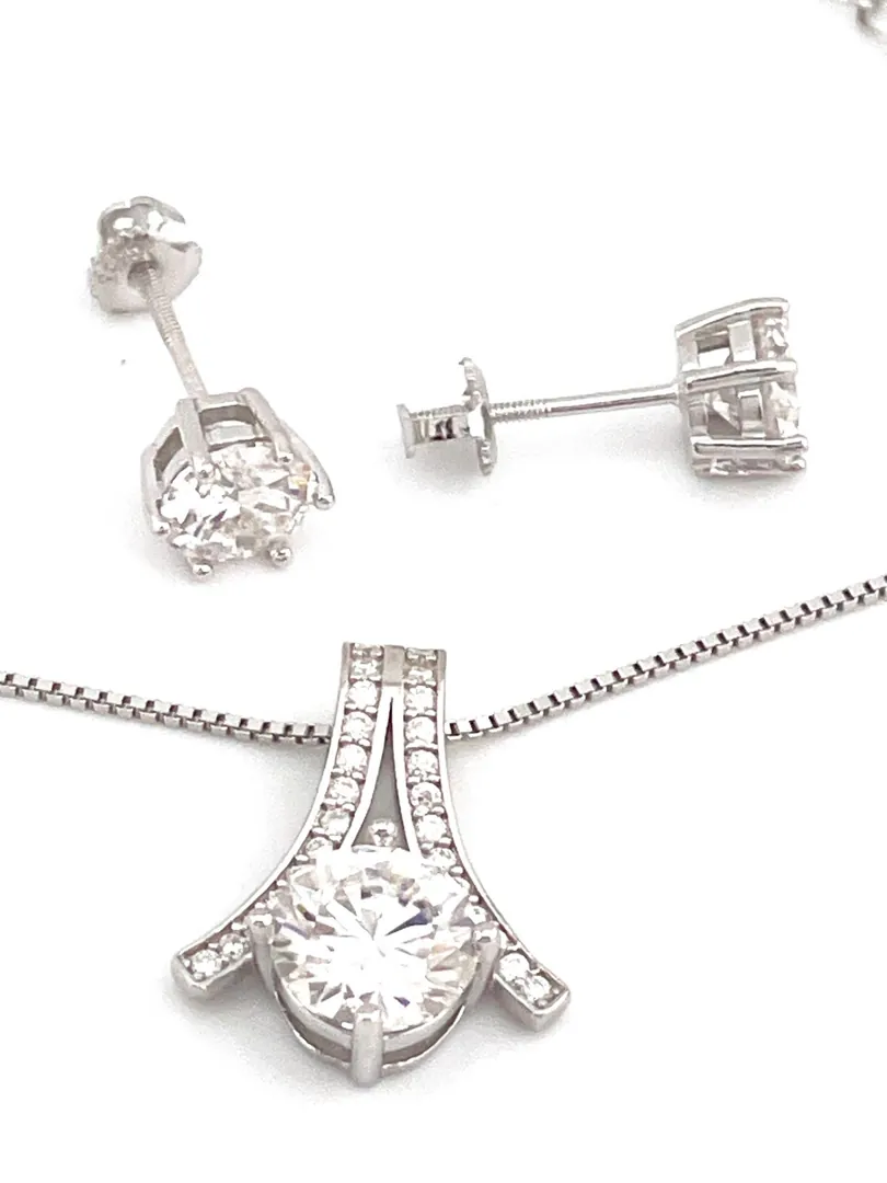 2.25ct Certified Diamond Necklace Pendant 2 Carat Diamond Stud Earrings Diamond Bridal Set Silver 18k Gold Diamond Jewelry for Bride