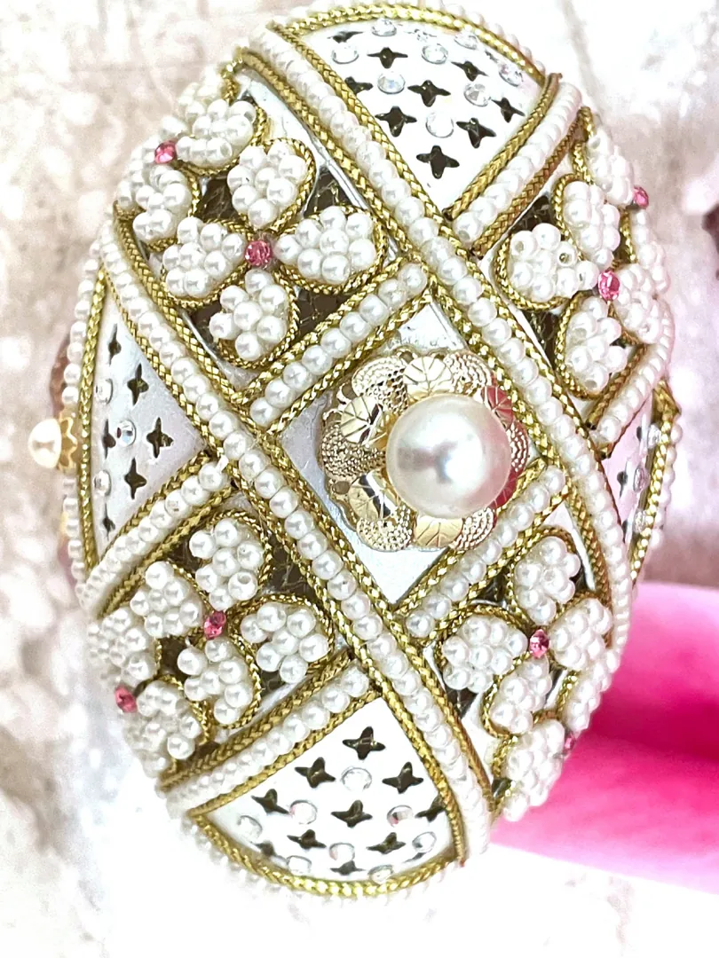 Sweet Birthday Gift for Her: Pink Faberge Egg Musical Jewelry Box, Faberge Pendant Heart Necklace, Silver Bracelet, Pink Topaz Fabergé Egg Set.