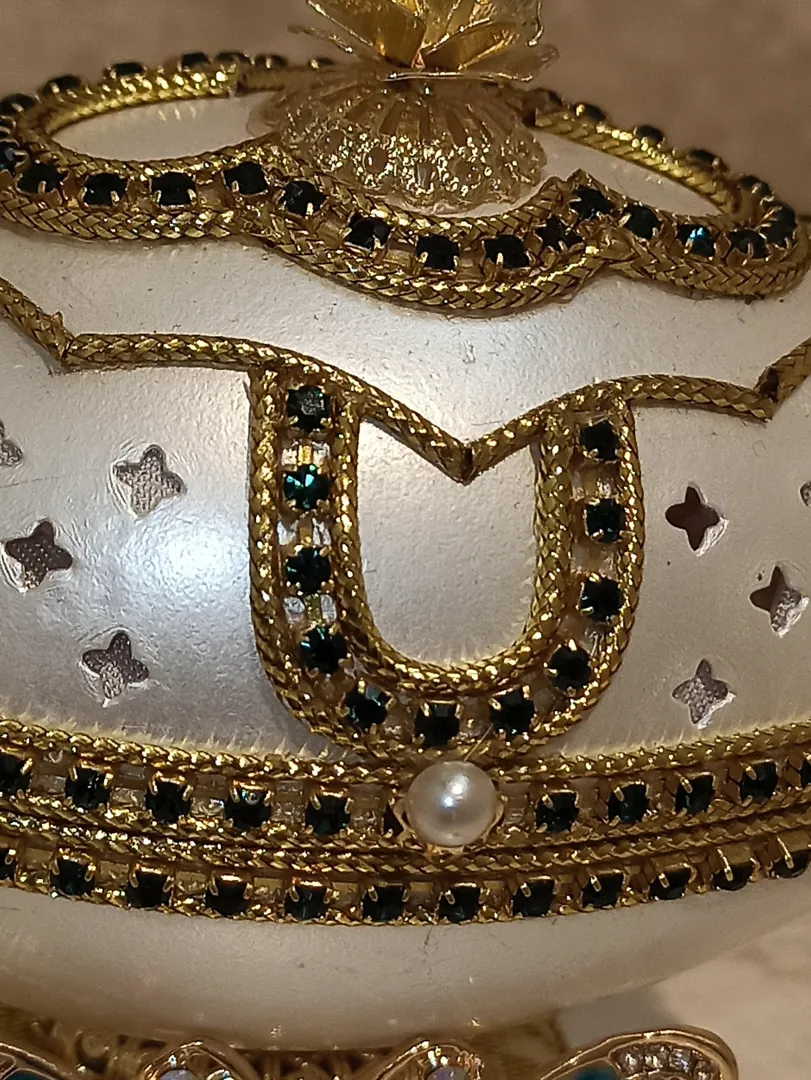 Butterfly Trinket Box Rainbow Butterfly Ring Box Luxury Birthday Gift for Her Faberge Egg Music Box Jewelry Box & Bracelet 24K Gold Real Egg