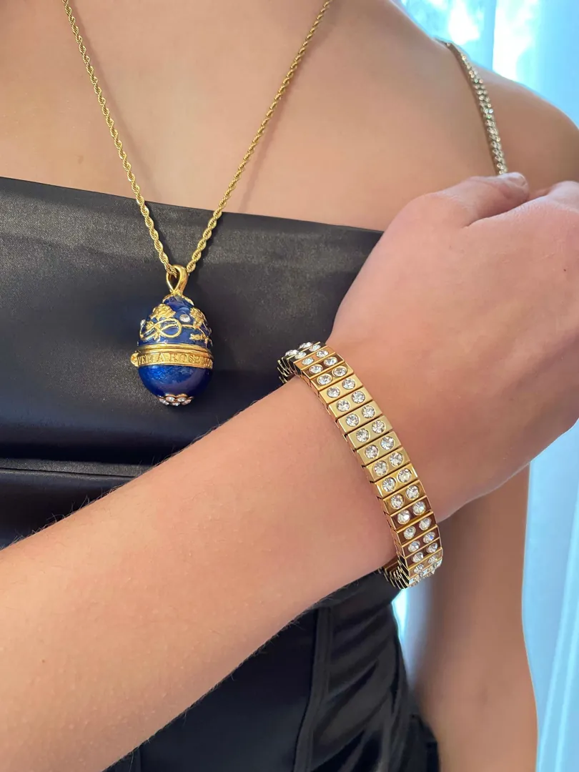1993 Vintage Faberge Egg Style Music Blue Faberge Egg Collectors Box Natural Hand Carved Egg Fabergé Egg Sapphire 24k Gold Gift for Birthday