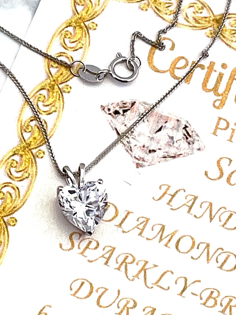 1.5ct Solid 18k Gold Diamond Solitaire Pendant Heart Shape Necklace Delicate Bridal Necklace Yellow Gold Pendant Handmade Jewelry Bride to Be