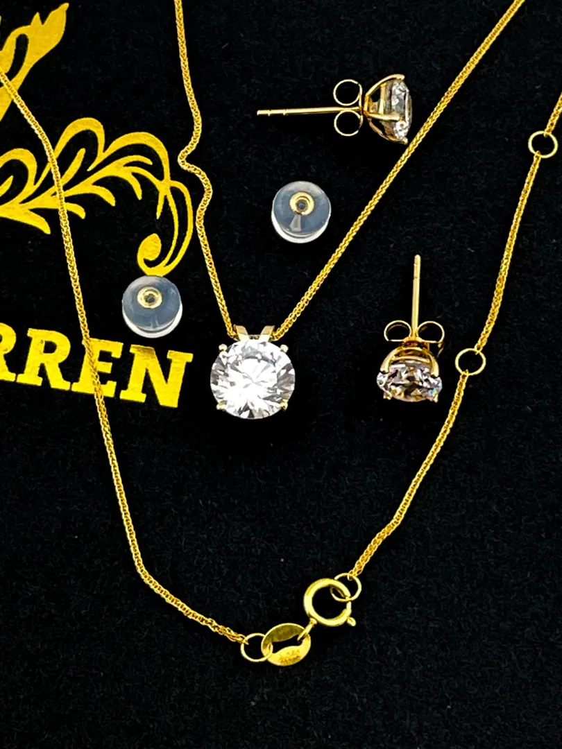 3.5 ct SOLID 18k Gold Diamond Solitaire Necklace Round Shape Pendant Earrings Wedding Anniversary Diamond Necklace Jewelry SET Gift for Women