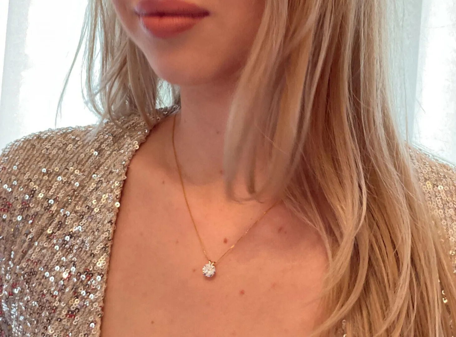 3.5 ct SOLID 18k Gold Diamond Solitaire Necklace Round Shape Pendant Earrings Wedding Anniversary Diamond Necklace Jewelry SET Gift for Women