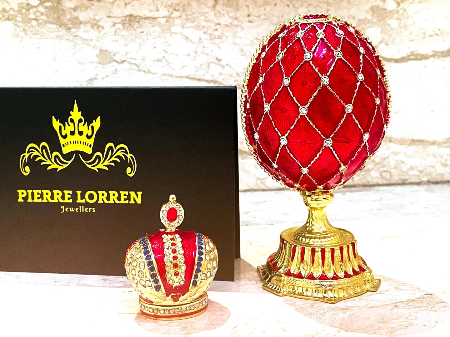 Imperial Crown Fabergé Egg HANDMADE Russian style Faberge Egg Ornament Office Decor for Men Christmas Birthday gifts for him Pure Gold decor