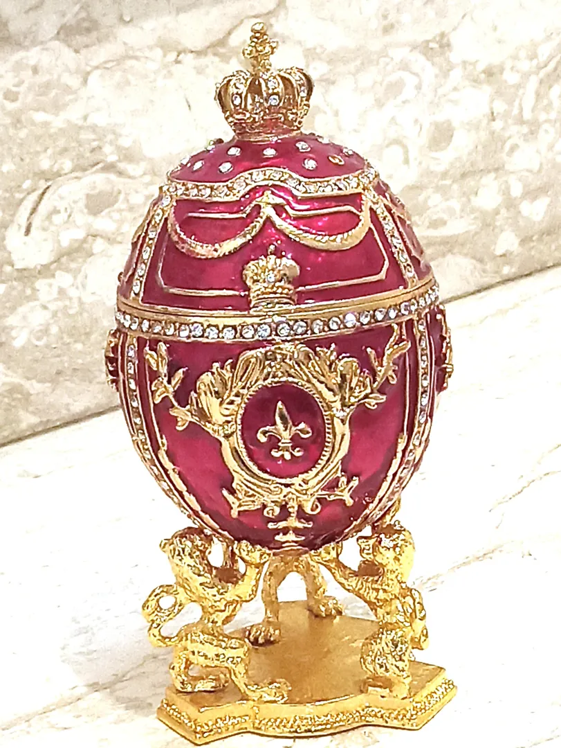 Pierre Lorren Red Faberge Style Egg, Easter Eggs, Imperial Egg, Decorative Boxes, Karl Faberge, Tsar Egg, Easter Fabergé Egg, Christian Easter Egg.
