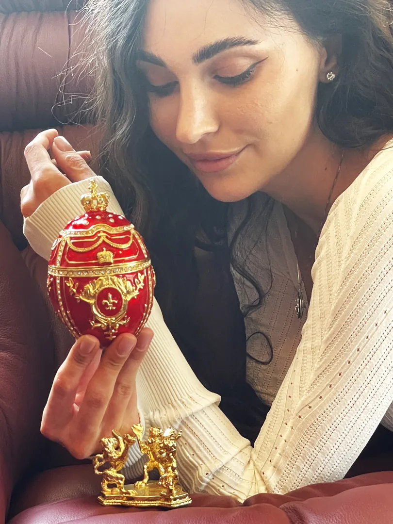 Pierre Lorren Red Faberge Style Egg, Easter Eggs, Imperial Egg, Decorative Boxes, Karl Faberge, Tsar Egg, Easter Fabergé Egg, Christian Easter Egg.
