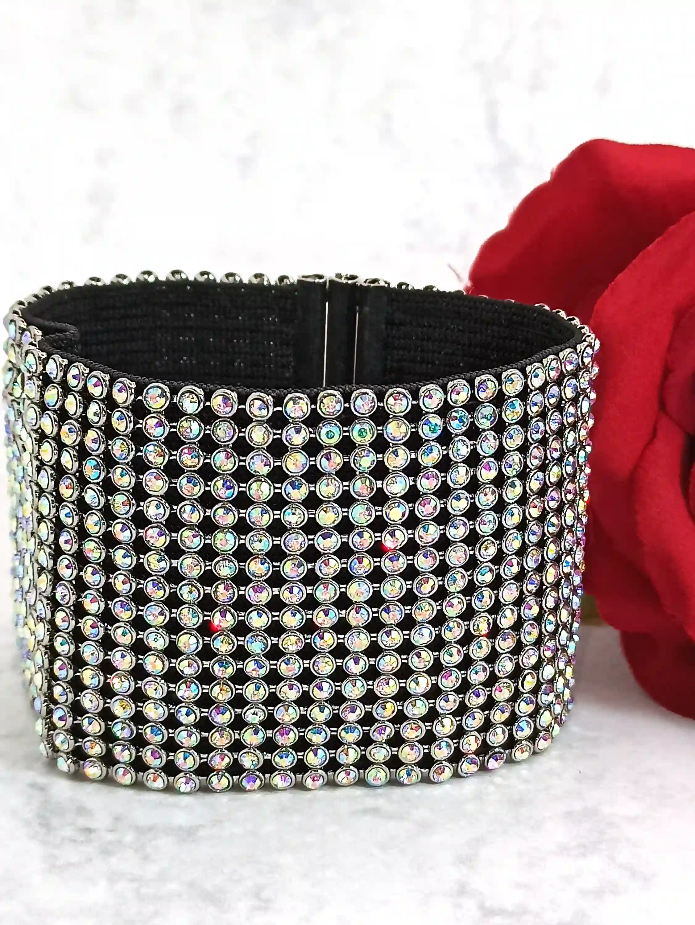 Bridal Jewelry Champagne CRYSTAL bracelet SWAROVSKI Handmade Wide Cuff Braclet/Swarovski Formal Jewelry Evening Bracelet for women GIFT Prom 