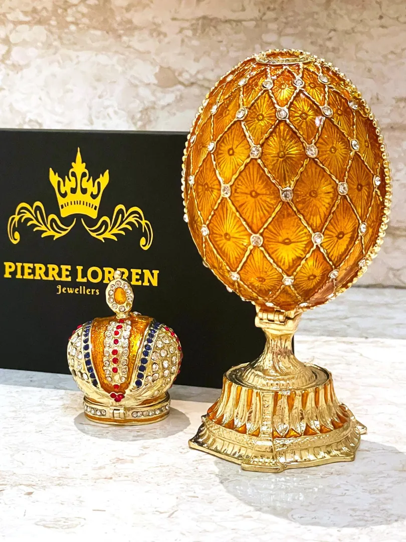 Imperial Crown Fabergé Egg HANDMADE Russian style Faberge Egg Ornament Office Decor for Men Christmas Birthday gifts for him Pure Gold decor