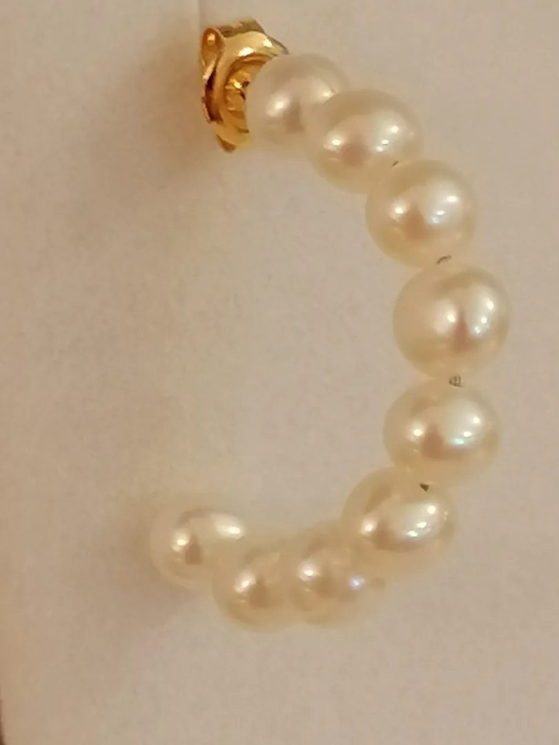 18k Gold AKOYA Cultured Pearl Earrings gift for women / Akoya Solid GOLD Genuine South Sea Pearl Hoop Earrings / Japanese Akoya bridal earrings
