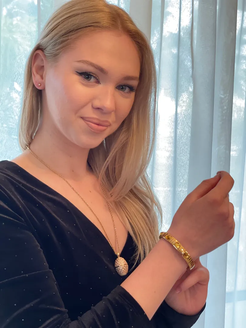 Limited Edition - Faberge Egg Music Box + Pink Faberge Egg Pendant Necklace + Bracelet - 24K Gold - Birthday Gifts - Fabergé Egg Style -