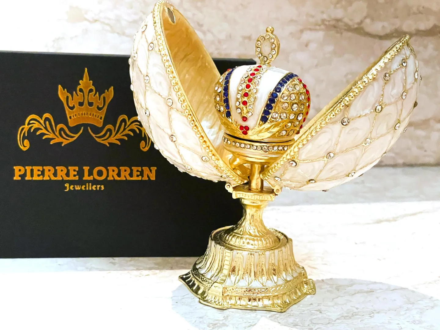 Imperial Crown Fabergé Egg HANDMADE Russian style Faberge Egg Ornament Office Decor for Men Christmas Birthday gifts for him Pure Gold decor