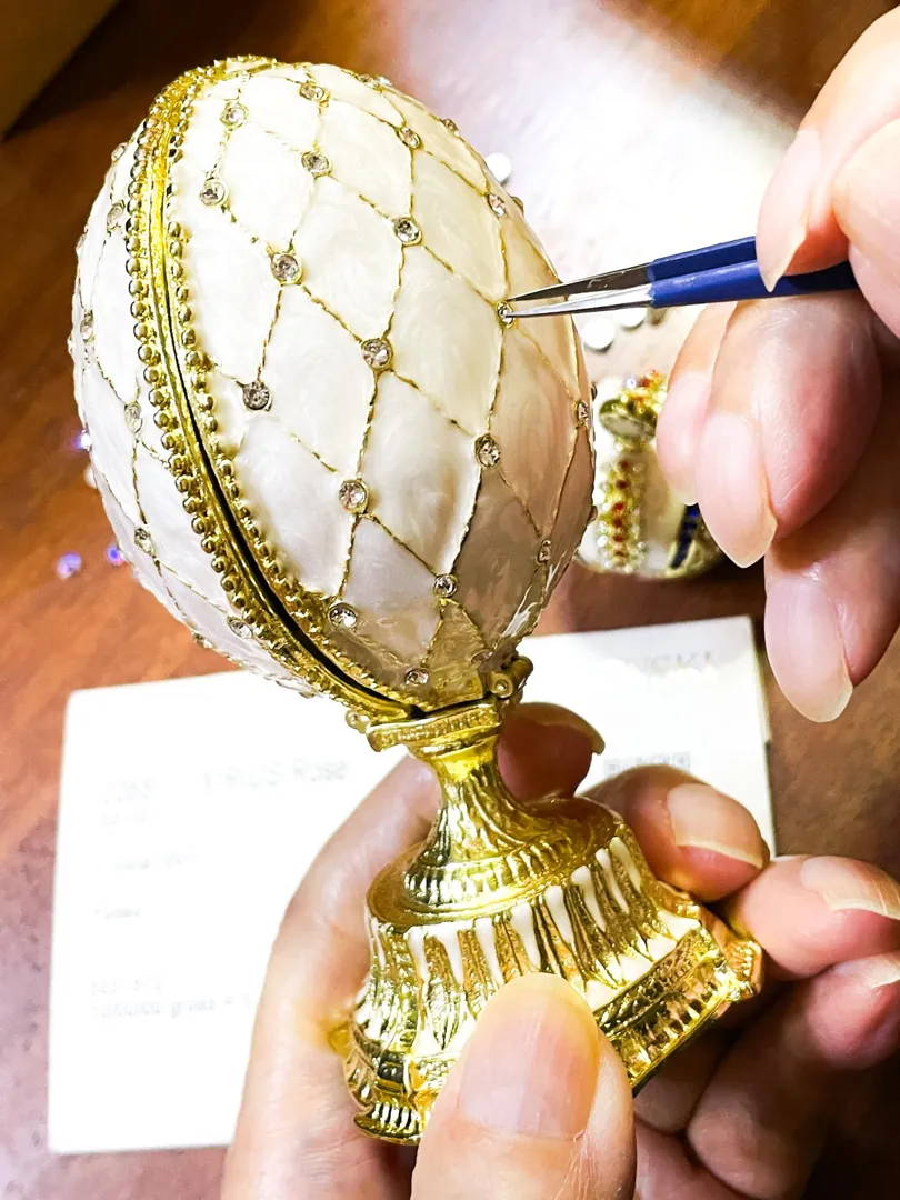 Imperial Crown Fabergé Egg HANDMADE Russian style Faberge Egg Ornament Office Decor for Men Christmas Birthday gifts for him Pure Gold decor