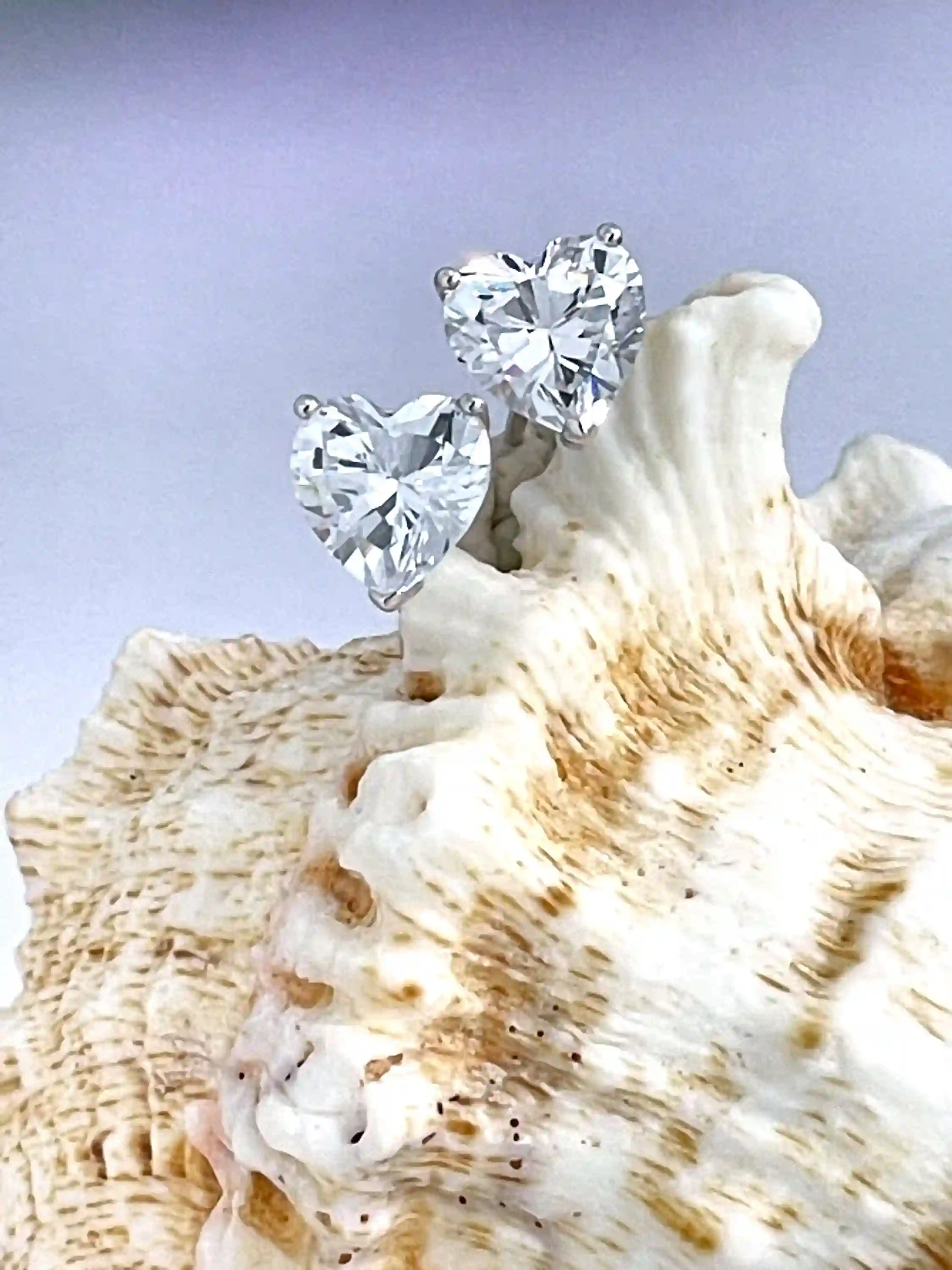 2carat Heart Shaped Diamond Earrings HANDMADE SOLID 18K White Gold Earrings Studs diamond Heart Jewelry for women 6.5mm Heart Diamond Studs 