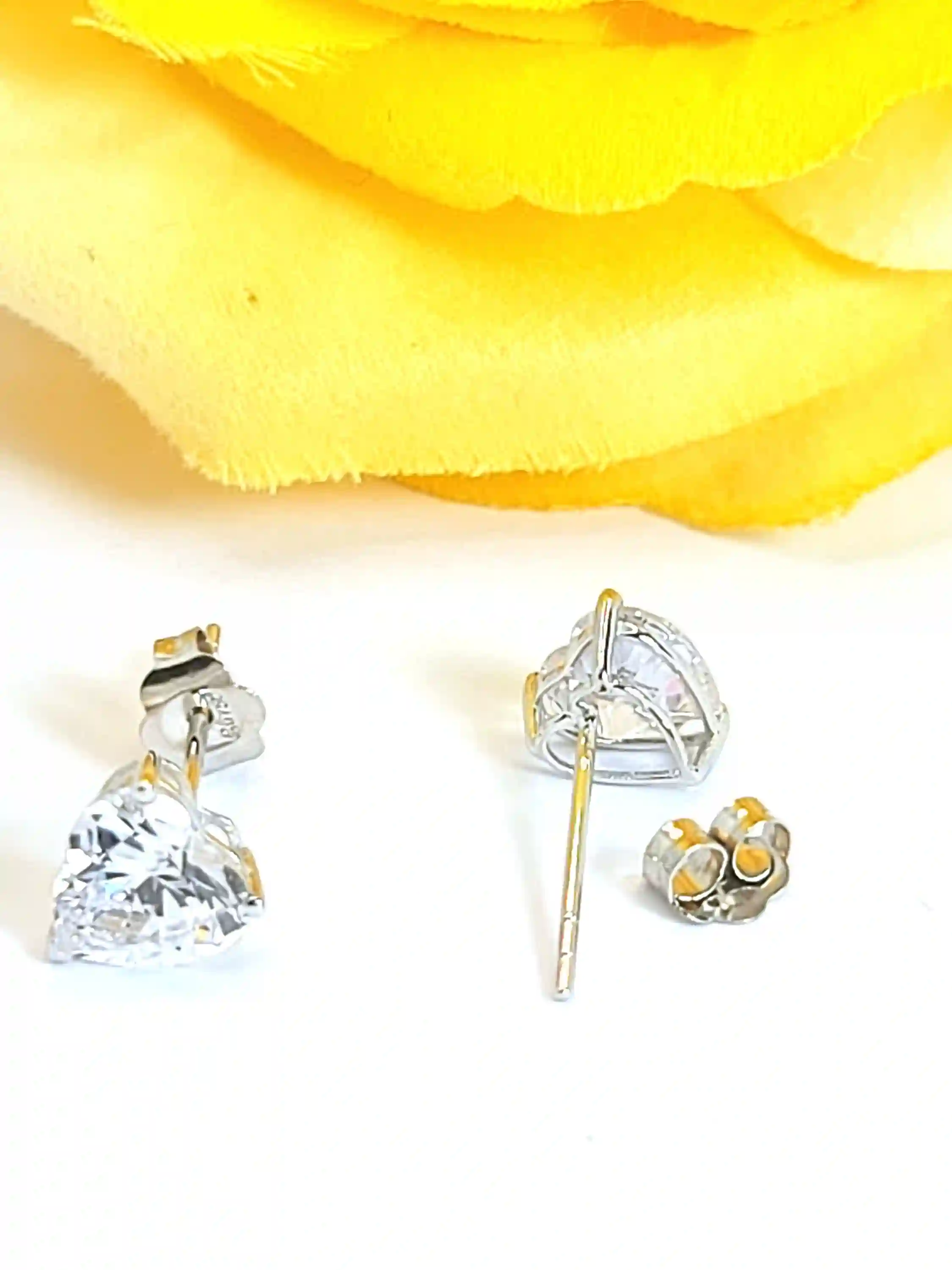 2carat Heart Shaped Diamond Earrings HANDMADE SOLID 18K White Gold Earrings Studs diamond Heart Jewelry for women 6.5mm Heart Diamond Studs 