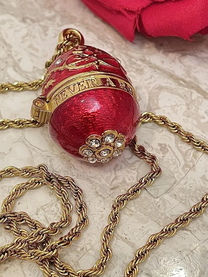 RUBY Red Faberge Egg - Faberge Jewelry - Faberge Egg Pendant & Bracelet - Faberge Egg Jewelry Set HANDMADE 114 Austrian Diamond Crystals