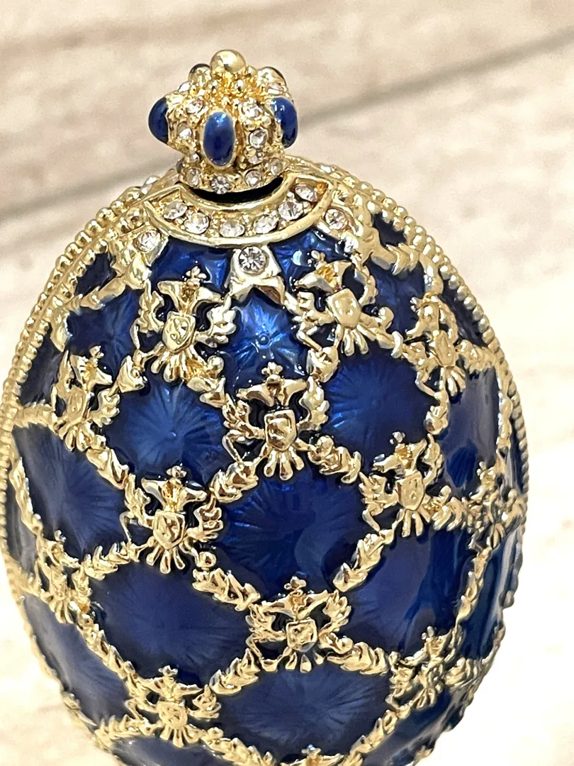 Pierre Lorren Faberge Egg St Petersburg Faberge style egg Home Decor Pure Gold Decor Swarovski Crystal Diamond Handset Birthday Anniversary