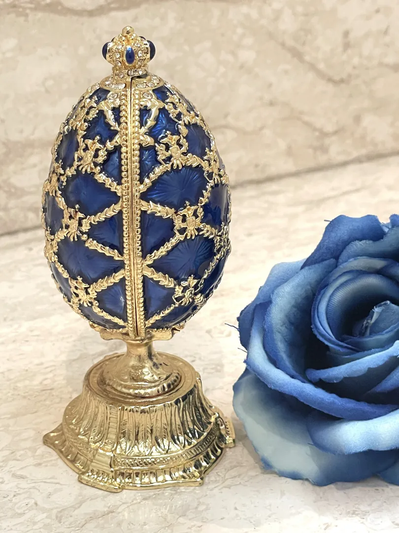Pierre Lorren Faberge Egg St Petersburg Faberge style egg Home Decor Pure Gold Decor Swarovski Crystal Diamond Handset Birthday Anniversary