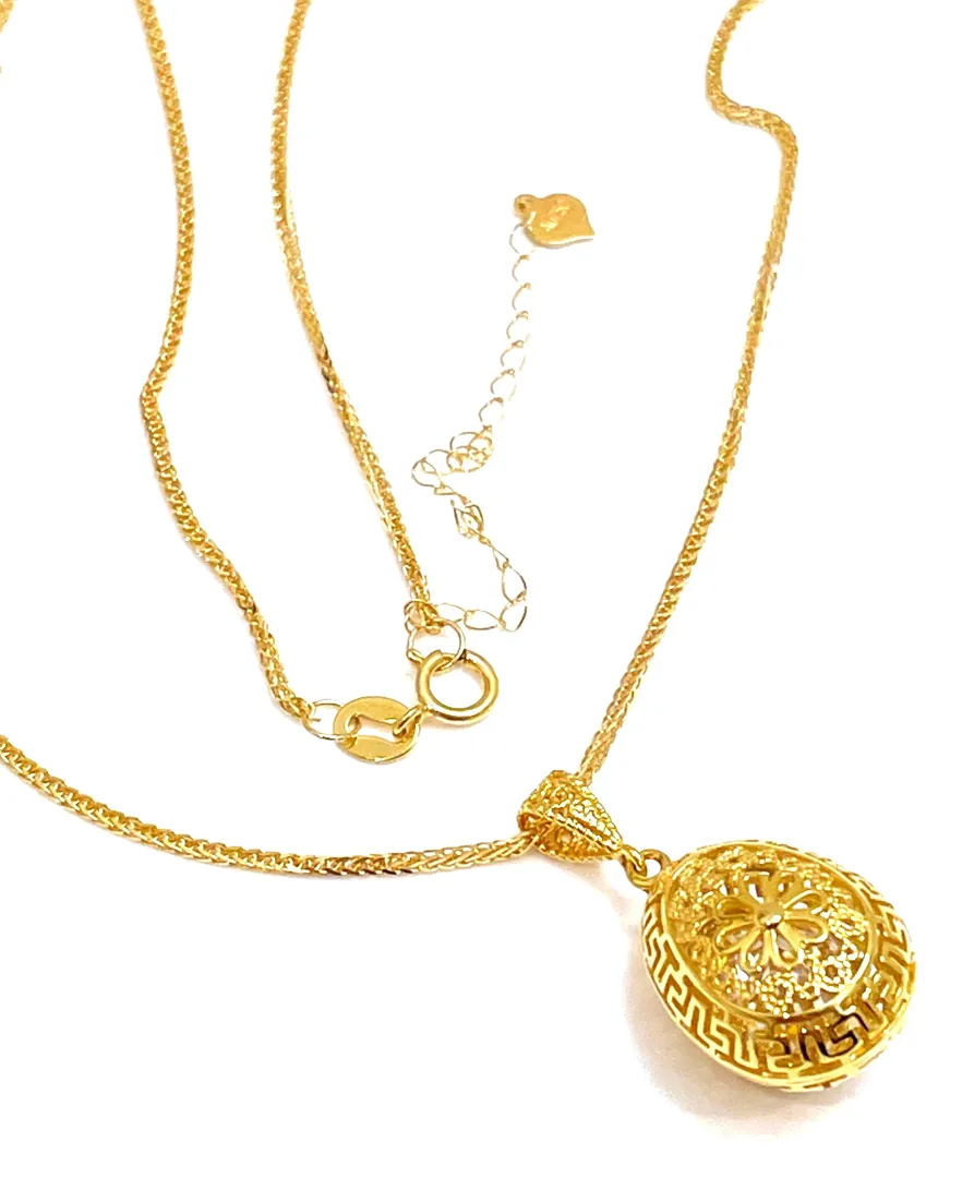 Handmade 2 carat Diamond Greek Jewelry from Greece Greek Key Faberge Egg style SOLID 18k GOLD Diamond Necklace Pendant Fine Jewelry ETERNITY