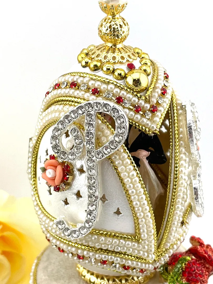 1995 Custom Fabergé egg ONE OF A KIND Musical Marriage Wedding Day Gift Russian Fabergé Egg Natural Hand-Carved Rubies Pure Gold Anniversary