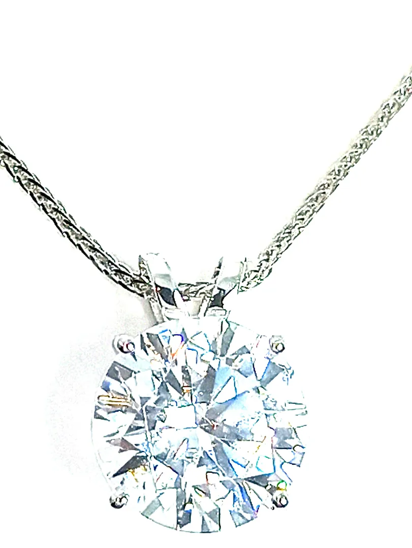 8mm - Solitaire Diamond Pendant Necklace, White Gold 18k Solid Gold. Solitaire Pendant gift for her. Solitaire Necklace 18