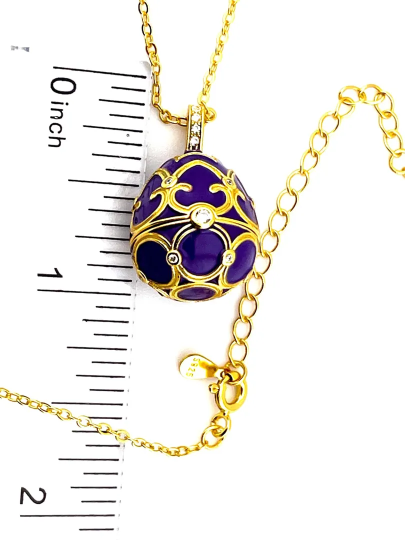 Pierre Lorren Faberge Necklace & Amethyst Bracelet Faberge Egg Pendant Set Austrian Crystal Diamond Fabergé Style Pendant Faberge Jewelry