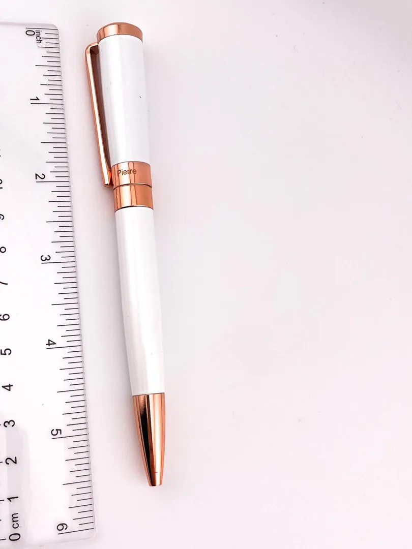 Pierre Lorren Professional Pen Fancy Ballpoint Pen Luxury Pen Handmade Writing Pen White Silver 18k Rose Gold Graduation Pen Success Victory