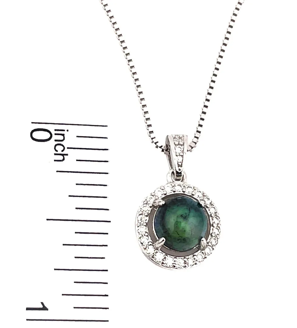 2ct Certified Green Solitaire Opal Diamond Pendant Natural Opal Necklace Green Opal Diamond Jewelry Women's Birthday Silver 18k White Gold