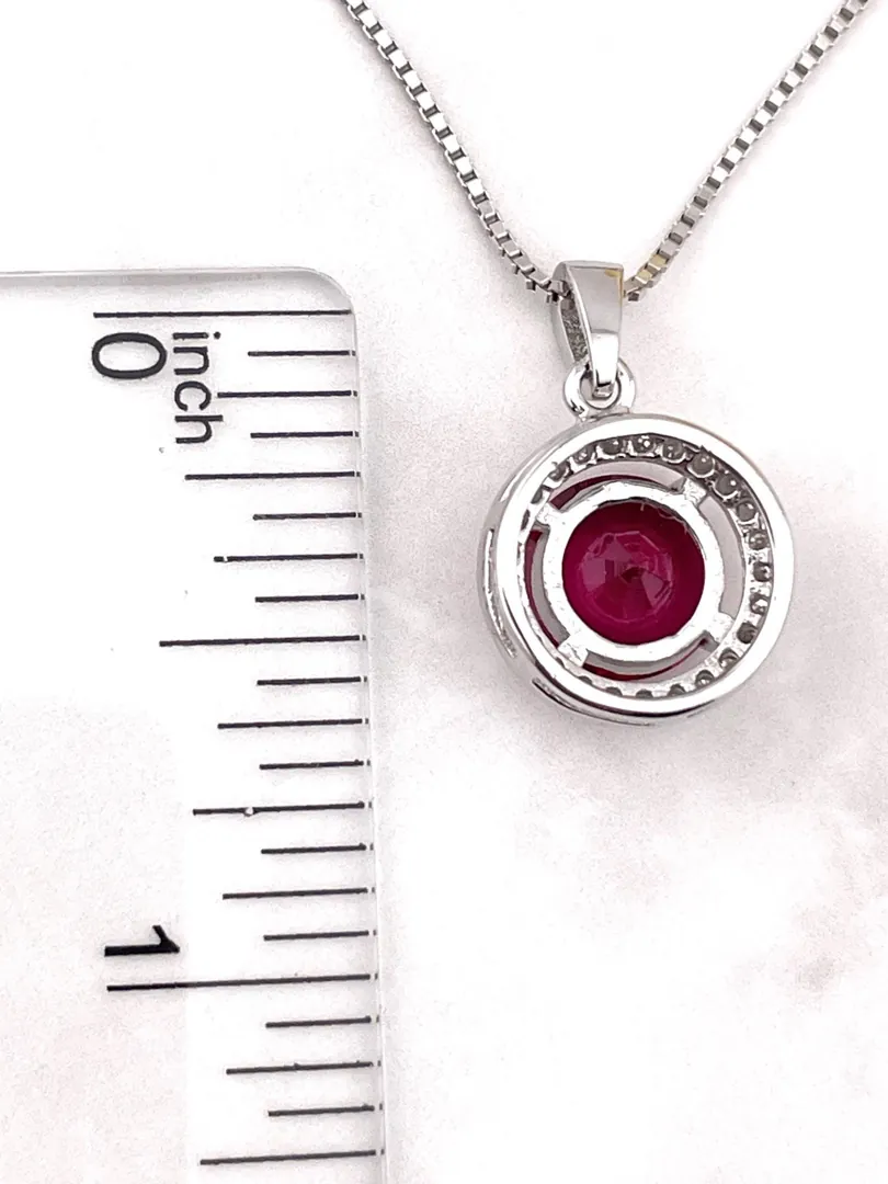 Certified 2ct NATURAL Ruby Necklace NATURAL Ruby Pendant Ruby Jewelry Real Silver 18k White Gold Ruby Diamond Necklace Ruby Diamond Pendant