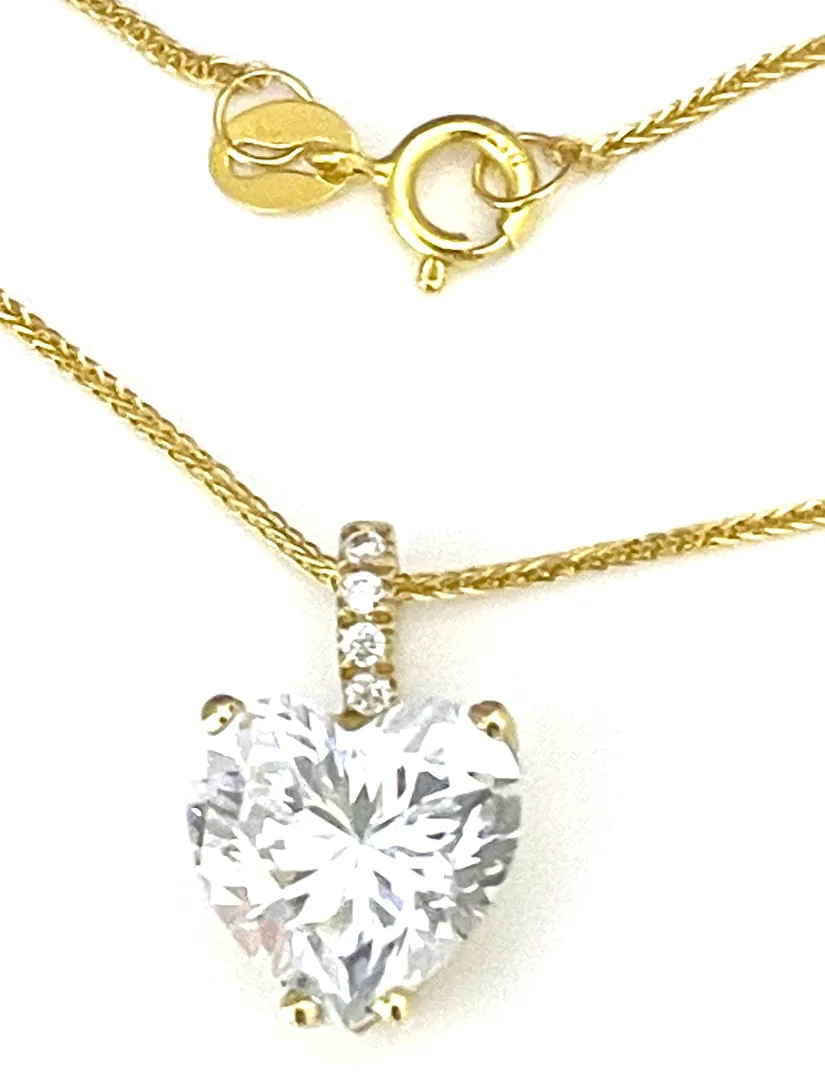 1.75 ctw Solitaire Diamond Heart Pendant Diamond Necklace 18k Solid Gold Necklace Gold Heart Pendant Yellow Gold Anniversary Gift for Wife