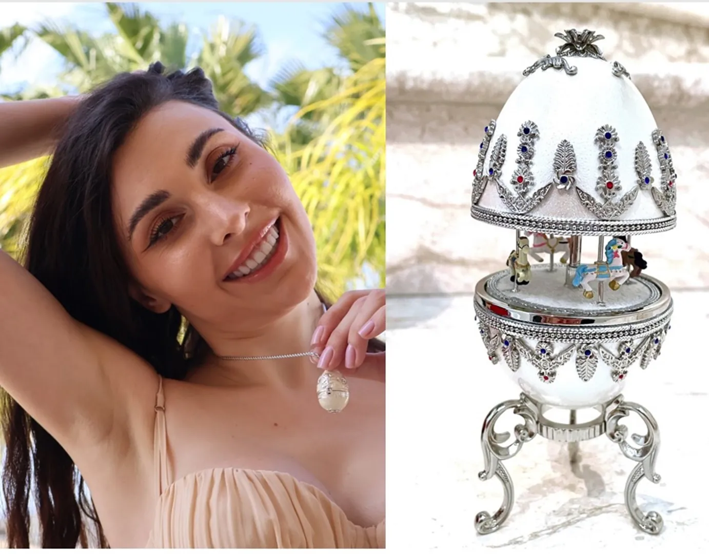 Pierre Lorren Faberge Egg Carousel Horse Lover gift for Daughter Fabergé egg Musical Carousel Unique Ornaments 21st Birthday 21 Anniversary
