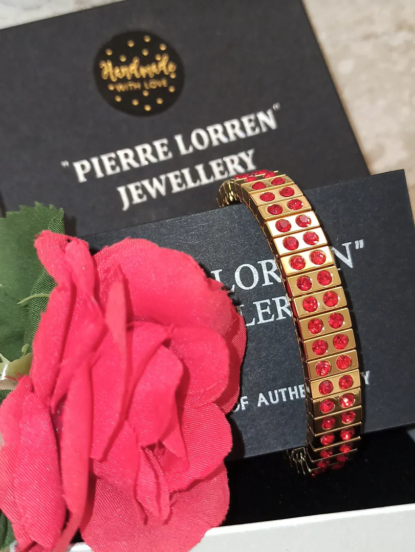 Ruby GOLD Bracelet, July Birthstone Bracelet, Minimalist Jewelry, HANDMADE, Swarovski, Bracelet, 40th Birthday gift for her, Christmas, 2ct.