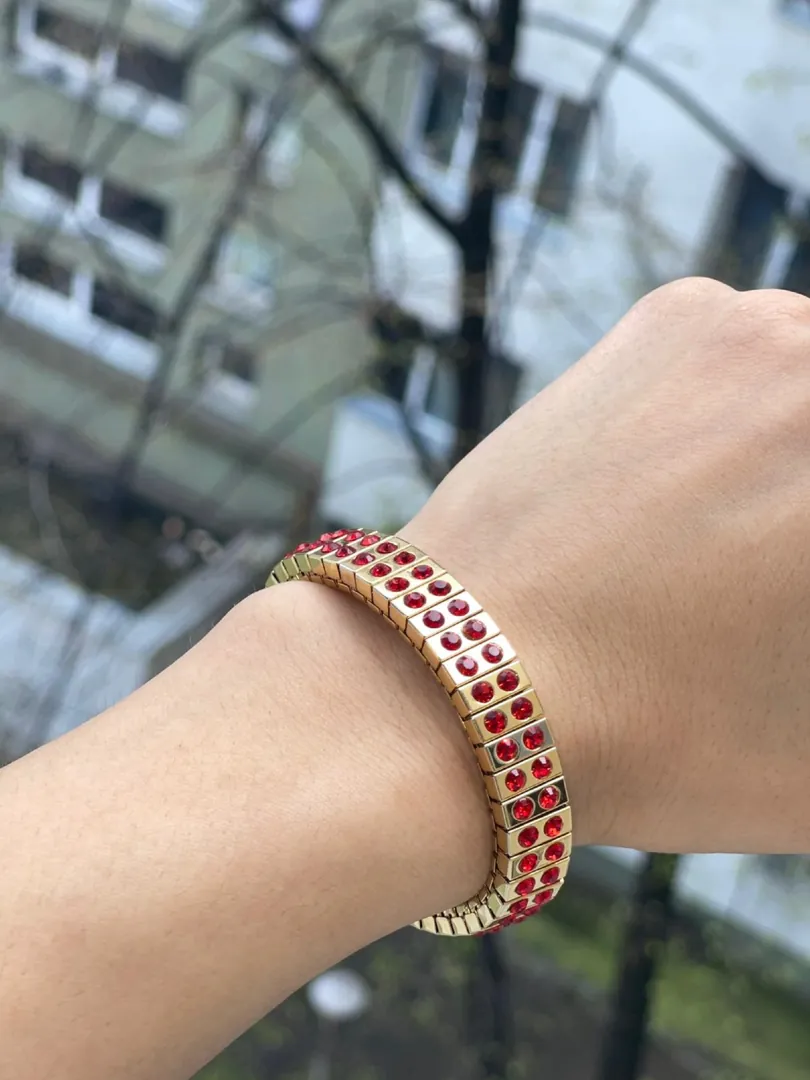 Ruby GOLD Bracelet, July Birthstone Bracelet, Minimalist Jewelry, HANDMADE, Swarovski, Bracelet, 40th Birthday gift for her, Christmas, 2ct.