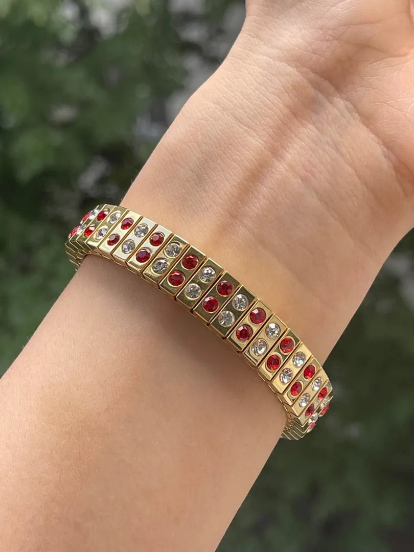Ruby GOLD Bracelet, July Birthstone Bracelet, Minimalist Jewelry, HANDMADE, Swarovski, Bracelet, 40th Birthday gift for her, Christmas, 2ct.