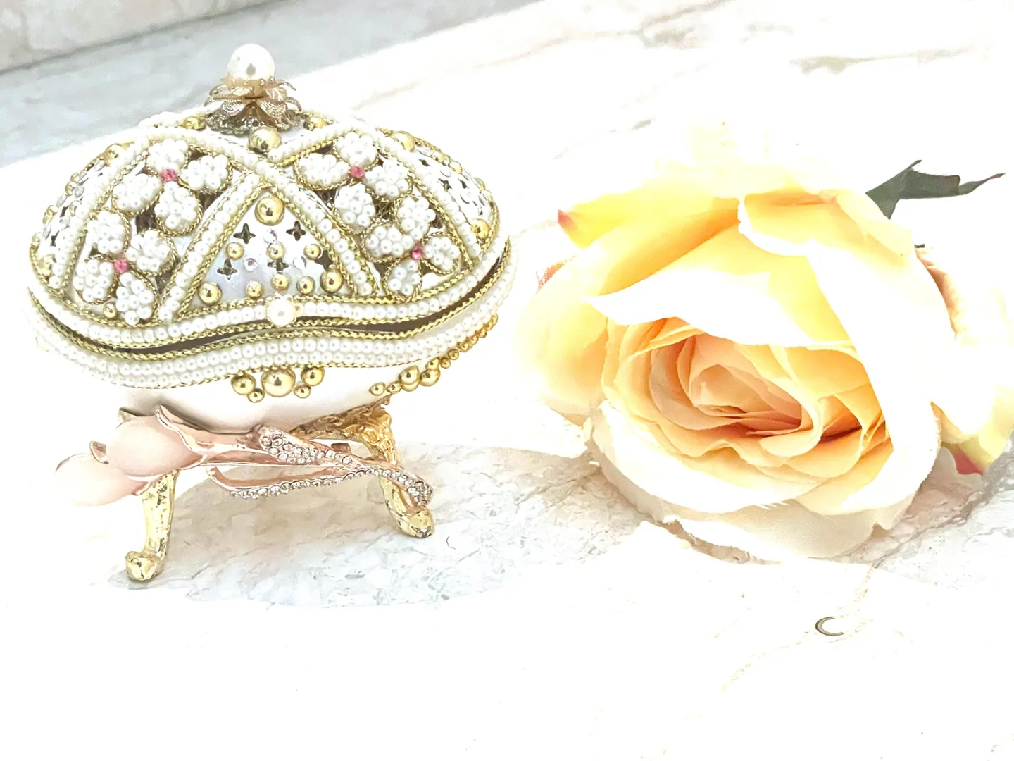 2007 Faberge Egg Style Natural Faberge Jewelry Box Music Gold Bracelet Graduation 18th Anniversary Gift for Her Fabergé 18 Year Old Birthday