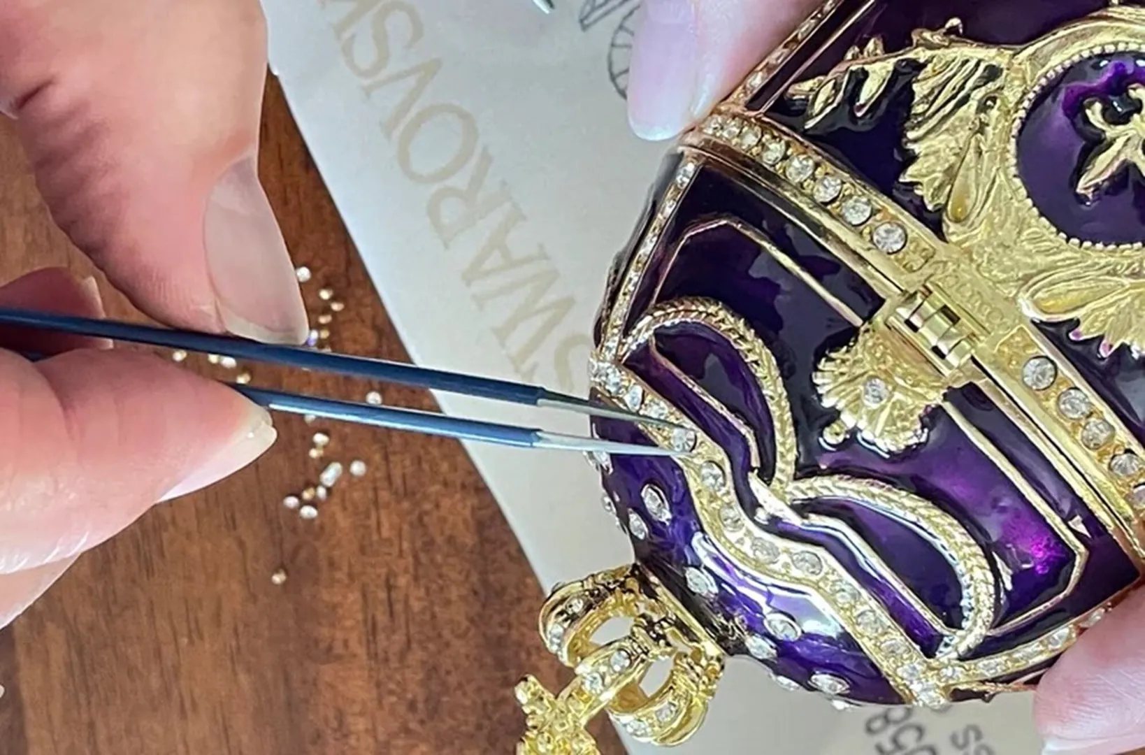 Pierre Lorren Faberge Egg Amethyst Jewelry Box 24K Gold Fabergé Jewelry Egg Handmade Egg Christmas Gift for Him Birthday Son-in-law Men's Gift