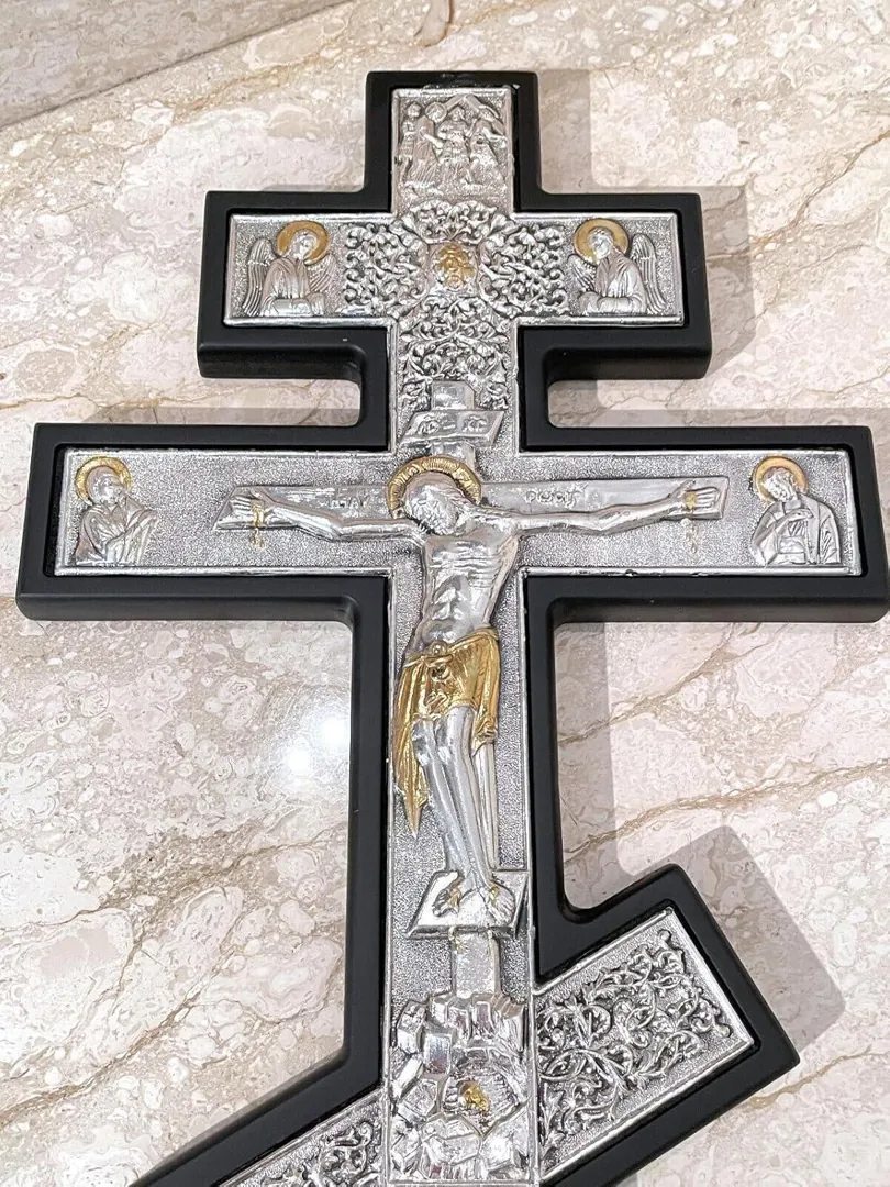 1990 Original Mt Athos X Large Vintage Russian Orthodox Cross Crucifix Byzantine Cross Solid Silver Crucifix for Wall Cross Christian Easter