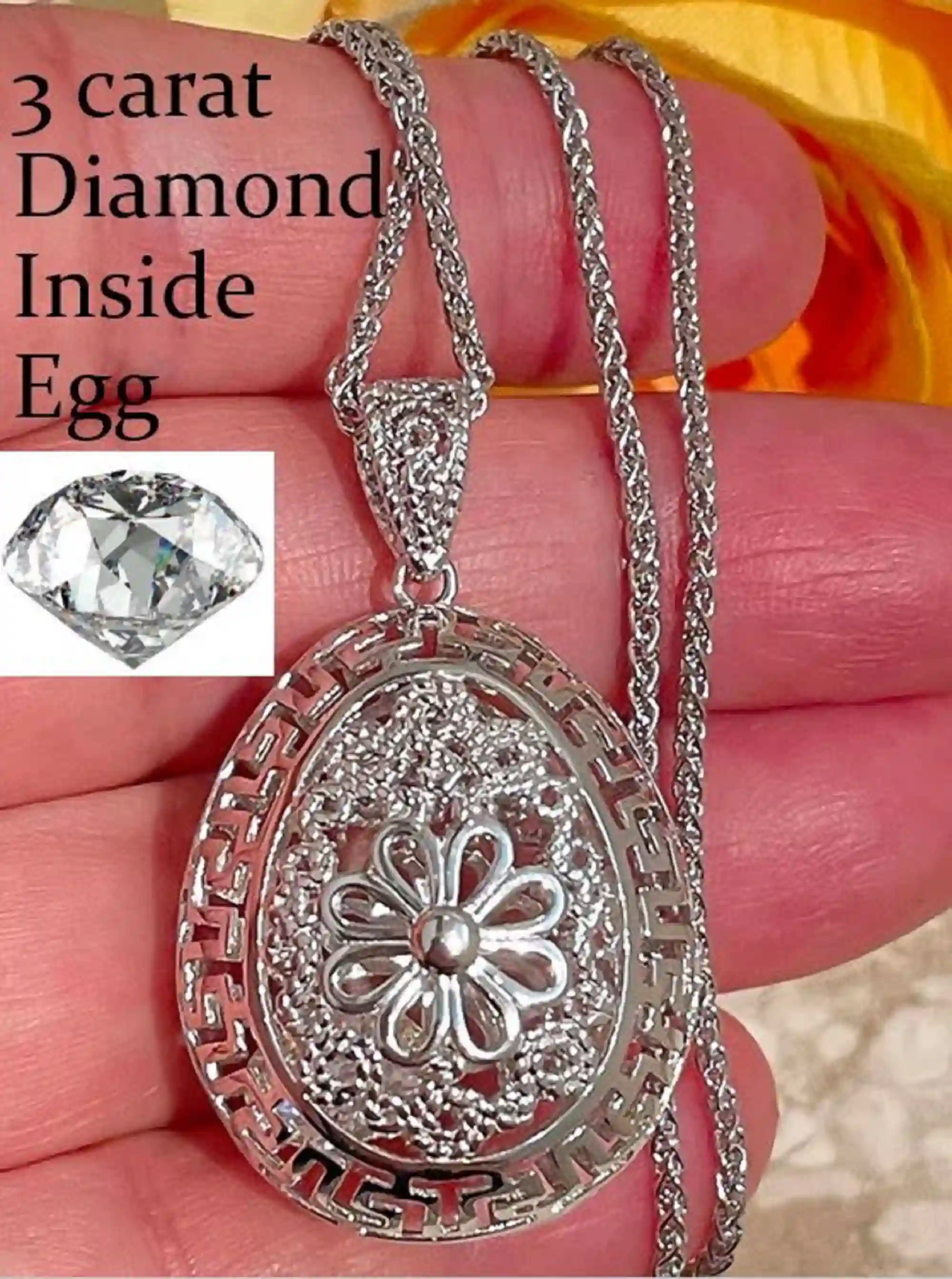 3ct DIAMOND Infinity Necklace Faberge LOVE Pendant Faberge Egg INFINITE Love Jewelry Diamond Necklace Pendant Silver Christmas gift for her 