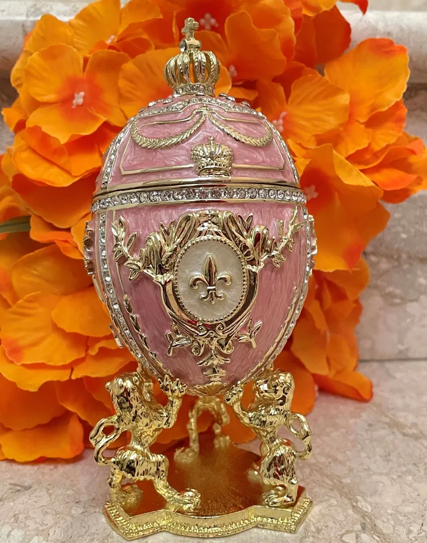 Topaz Pink Faberge style egg Austrian Crystal HANDSET Fabergé Egg 24k GOLD Easter egg HANDMADE Decorative box Birthday Gift for her Birthday.