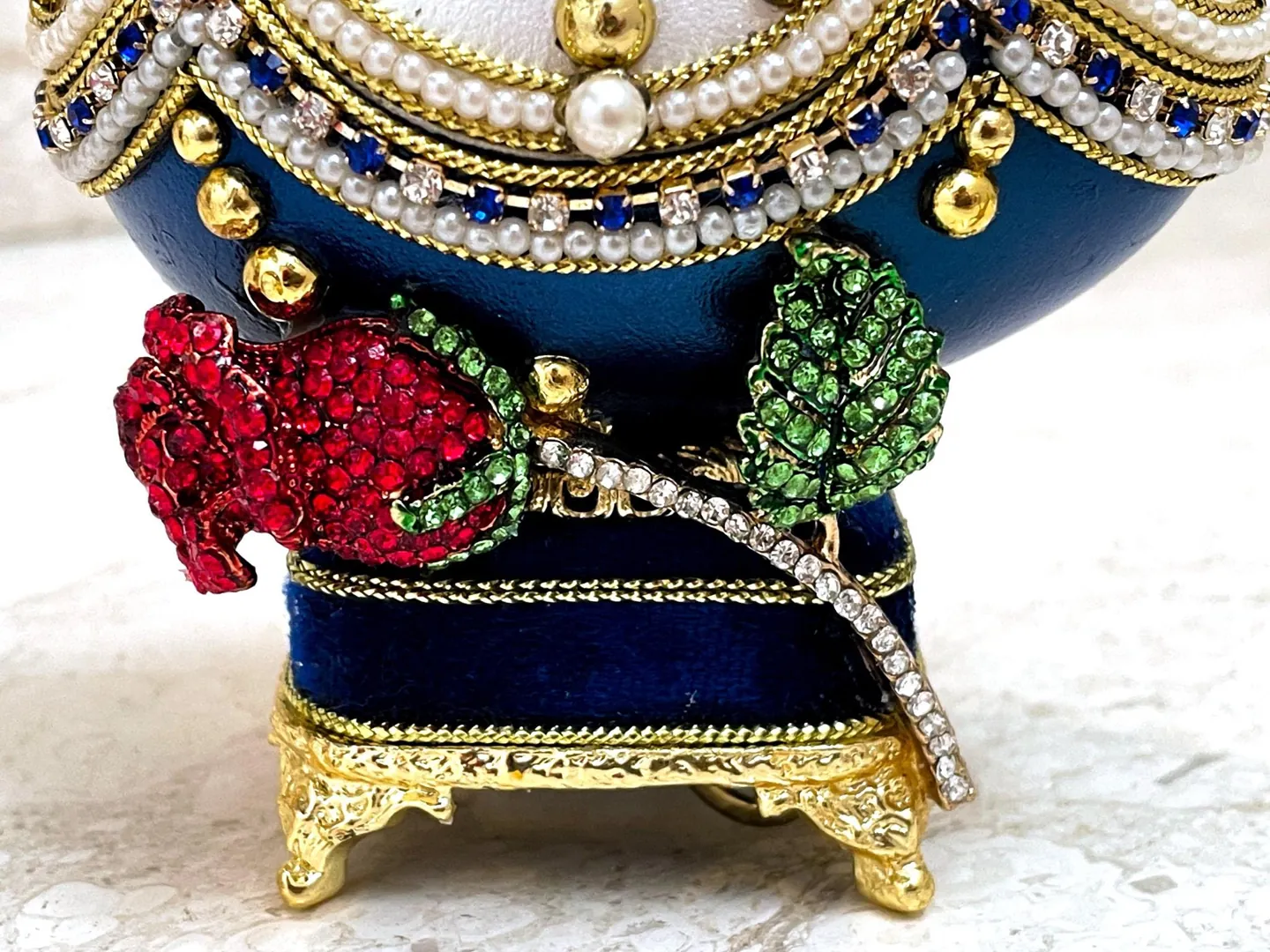 Faberge Egg Valentine Day Mother's Day Gifts Faberge Style Eggs Faberge Musical Egg Silk Interior Faberge Jewelry Box + Faberge Necklace